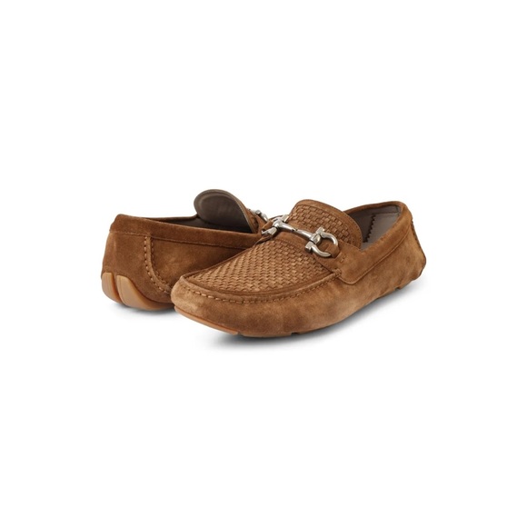 FERRAGAMO Loafers PARIGI Brown GANCINI Logo DRIVERS Shoes US 7.5 EEE NEW In Box main image 7